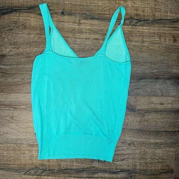 NWT BCBGMaxAzria Green Knitted Floral Embroidered & Embellished Tank Top Sz L - Picture 4 of 4